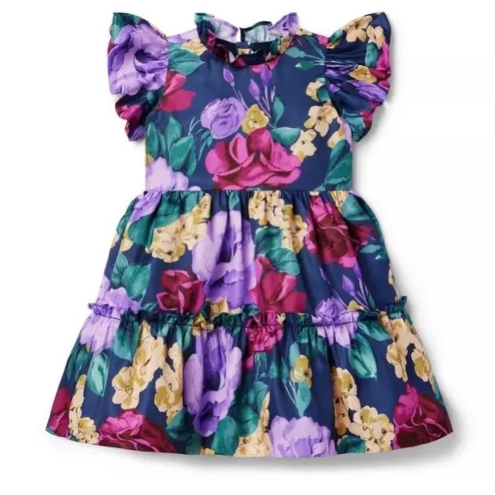 Janie and Jack Floral Dress - Navy, Pink, and Yellow